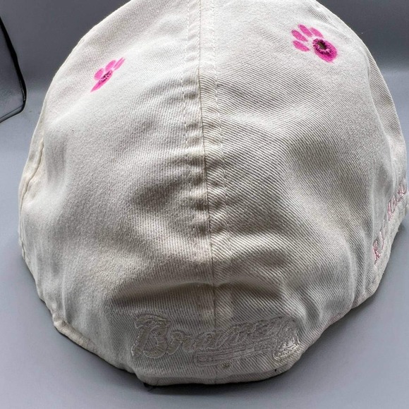 Vintage Atlanta Braves RIP Nascar Hat Men 8‎ Pink 59Fifty New Era MLB Fitted Cap - Picture 6 of 9